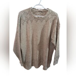 Vintage Elegant Beige Taupe Knit Sweater